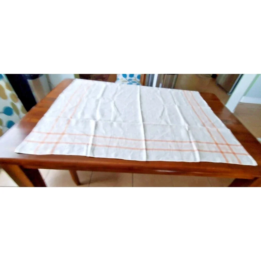 Table Cloth Vintage 44 x 42 Cream and Brownish Farm House Style